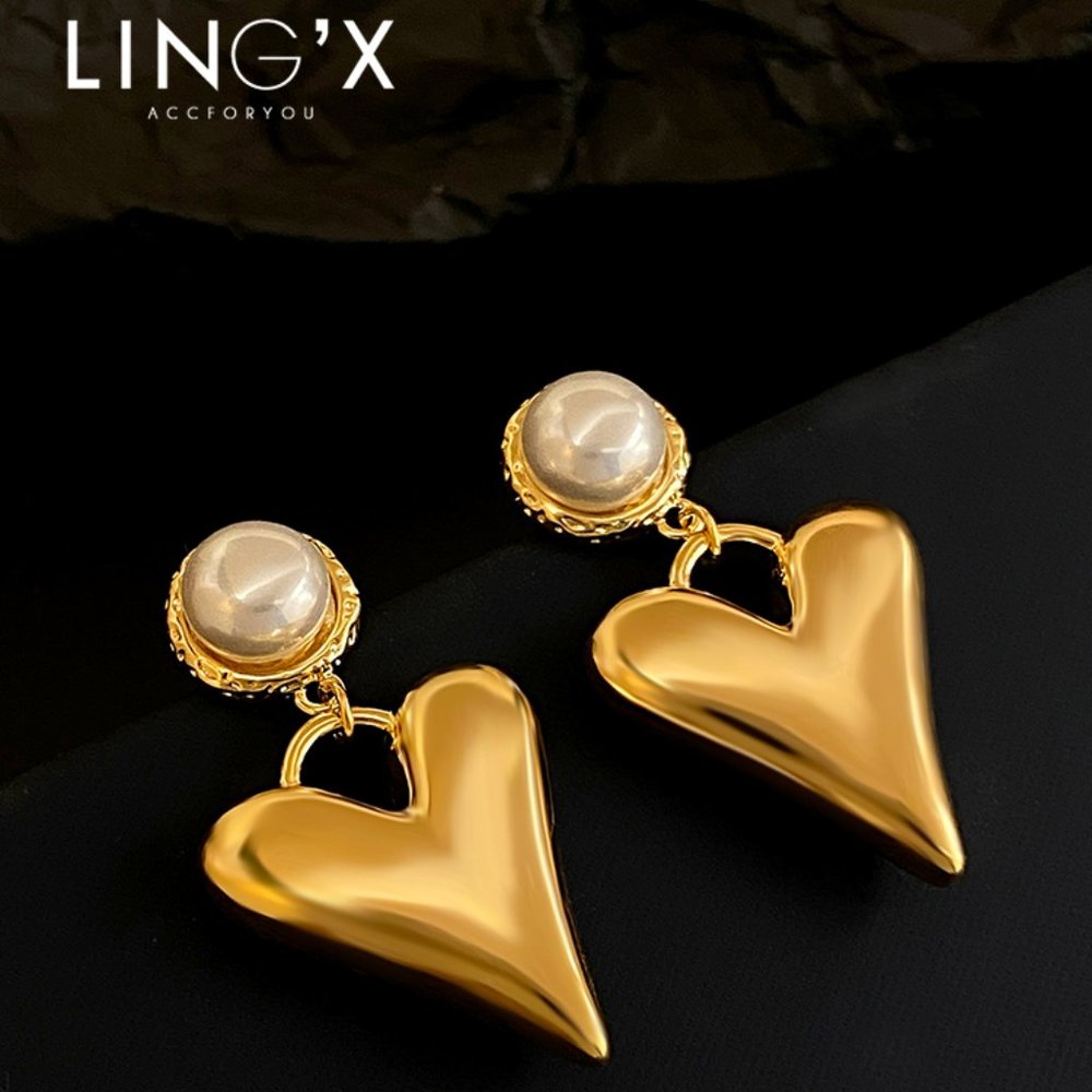 3D Metal Love Earrings Gold and Silver